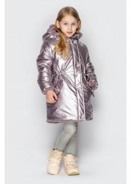 Cvetkov сіро-бузкова зимова двостороння куртка для дівчинки Роксі
